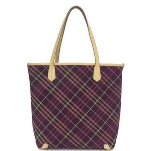 Burberry Checkered Tote - Purple and Tan